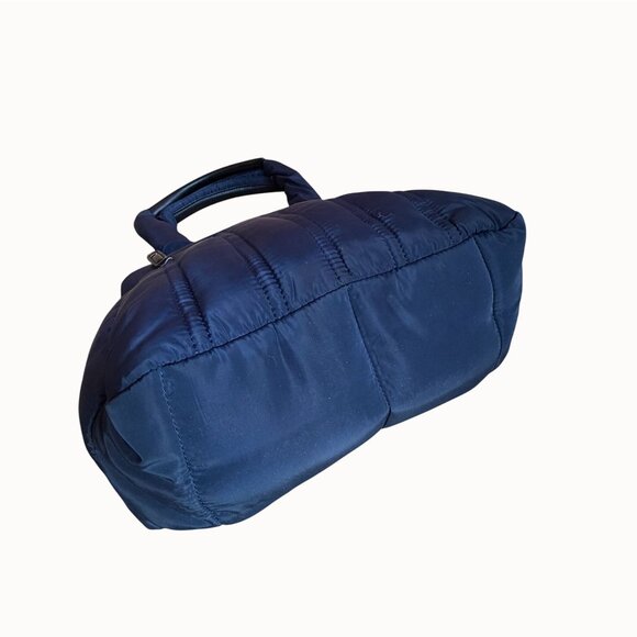 Sondra Roberts Squared Navy Puffer Tote Purse Nylon Shoulder Bag Quilted - Picture 7 of 11